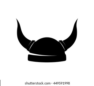 Helm of Viking with Horns, Black Silhouette - Vector Illustration isolated on white.