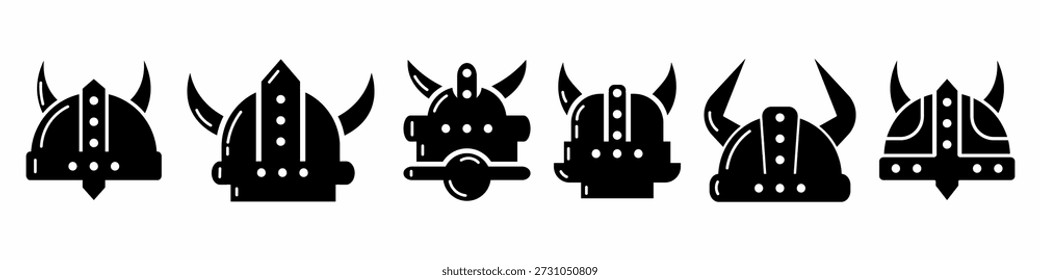 Helm viking icon vector collection. Set of helm viking icon vector designs. Stock vector.