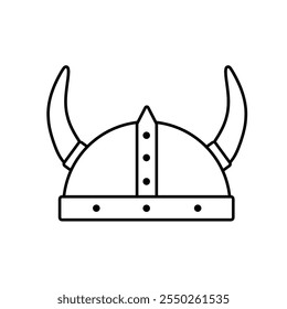 Helm of Viking outline icon isolated on white background.