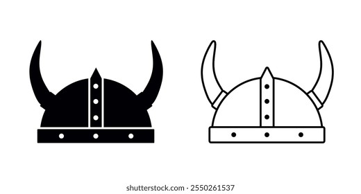 Helm of Viking set icon isolated on white background.