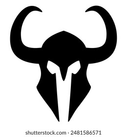 Helm of viking silhouette. Vector image
