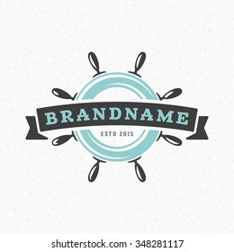 Helm. Vintage Retro Design Elements for Logotype, Insignia, Badge, Label. Business Sign Template. Textured Background
