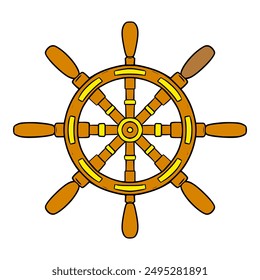 helm wheel illustration hand drawn isolated vector