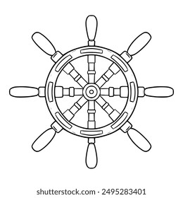 helm wheel illustration hand drawn outline isolated vector