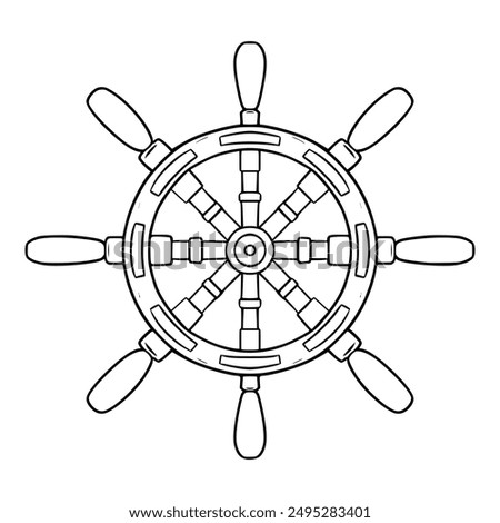 helm wheel illustration hand drawn outline isolated vector