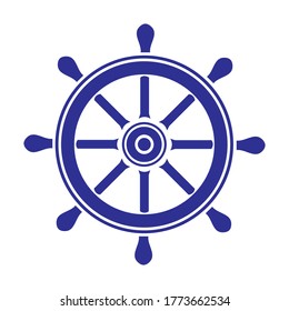 Helm wheel on white background. Vector illustration.