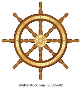 Helm wheel on white background. Vector illustration.