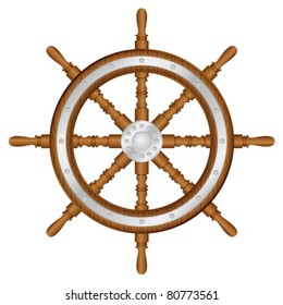 Helm wheel on white background. Vector illustration.