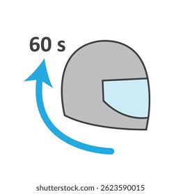 Helmet with 60 seconds arrow. Vector illustration