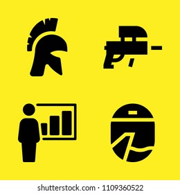helmet, airplane, paintball and presentation vector icon set. Sample icons set for web and graphic design