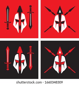 helmet armor with spears and swords for fighting and wars