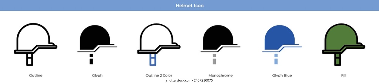Helmet Army Icon Set Vector