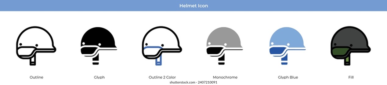 Vector de conjunto de iconos del ejército de casco