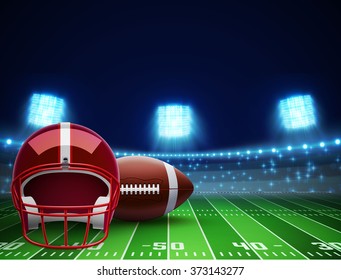 helmet ball and american football field eps 10