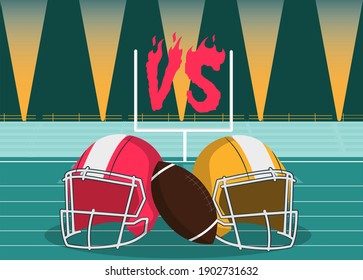 helmet and the ball for american football vector illustration