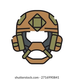 Helm schwarze Linie Symbol. Vektor isoliertes Element.Bearbeitbarer Strich