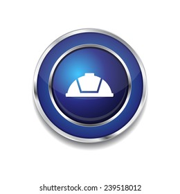 Helmet Blue Vector Icon Button