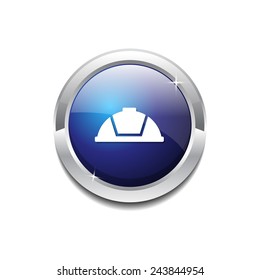 Helmet Blue Vector Icon Button