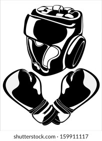helmet and boxing glove