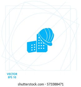 Helmet and Bricks  icon. Vector design.