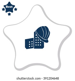 Helmet and Bricks vector icon.
