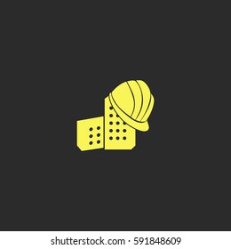 Helmet and Bricks vector  icon.