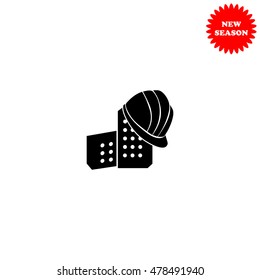 Helmet and Bricks vector icon isolated on white background.