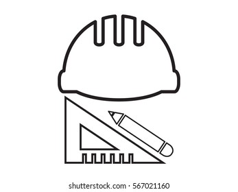 helmet of the builder, icon, vector illustration eps10