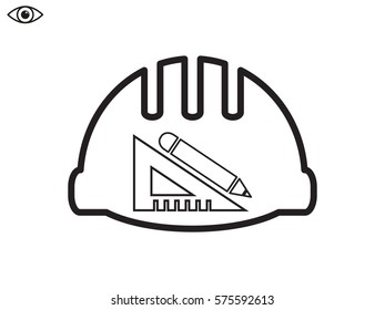 helmet of the builder, icon, vector illustration eps10