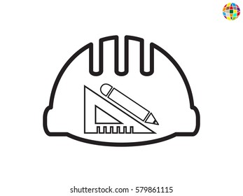 helmet of the builder, icon, vector illustration eps10