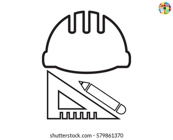 helmet of the builder, icon, vector illustration eps10