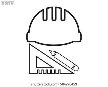 helmet of the builder, icon, vector illustration eps10
