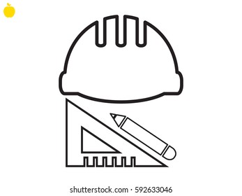 helmet of the builder, icon, vector illustration eps10