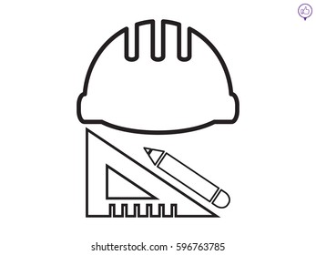 helmet of the builder, icon, vector illustration eps10