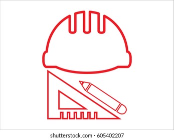helmet of the builder, icon, vector illustration eps10
