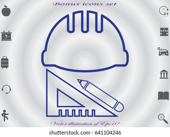 helmet of the builder, icon, vector illustration eps10