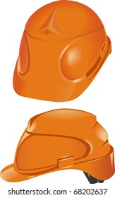 Helmet building with a peak of orange color