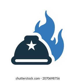 Helmet, burn icon. Simple editable vector design isolated on a white background.