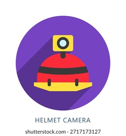 Helm Kamera abgerundete flache Farbe Symbol Mini-Illustration, verwenden für moderne Konzept, Druck, UI, UX-Kit, Web-und App-Entwicklung. Vektor verwandt mit Feuerwehrmann, Rettung und mehr
