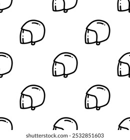 Helmet cartoon doodle seamless pattern, Vector.
