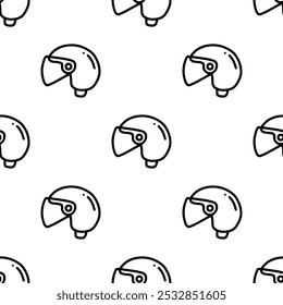 Patrón sin fisuras del doodle de la historieta del casco, Vector.