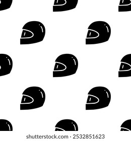 Capacete desenho animado silhueta padrão sem costura, Vetor.	