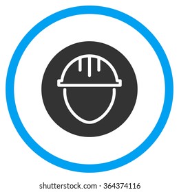 Helmet Circle vector icon. Style is bicolor flat symbol, blue and gray colors, rounded angles, white background.