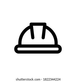 Vector de contorno de icono del casco (Construcción). aislado en fondo blanco
