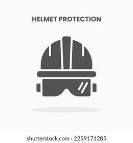 Helmet Construction icon vector illustration glyph style. Great used for web, app, digital product, presentation, UI and many more.