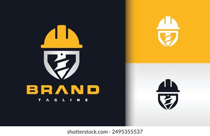 broca con logotipo de construcción de casco