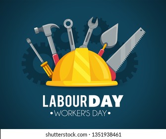 helmet with construction tools to labour day