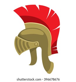 Helmet with crest multicolored drawing, logo.
