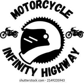 Helmet with a crown, two motorbikes, and motorcycle-infinity highway