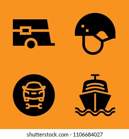 helmet, cruise, moto and beautiful icons set. Vector illustration for web and design